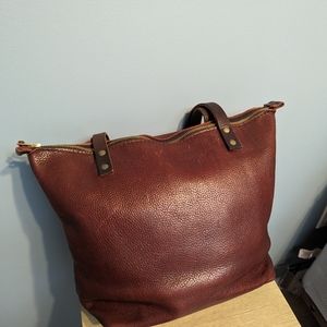 Portland Leather Goods Medium Size Zip Top Tote in Oxblood